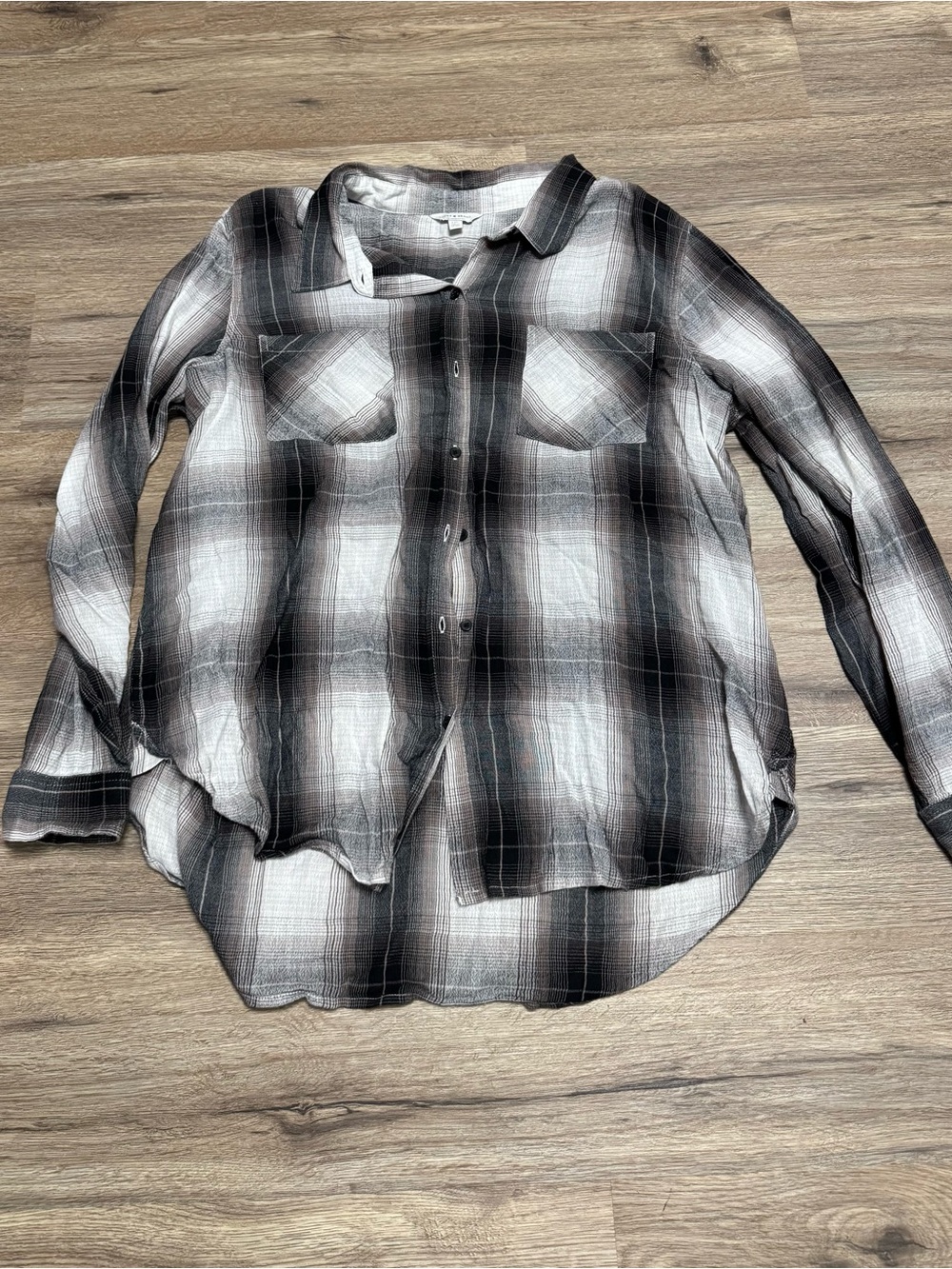 Lucky Brand Black & White Plaid Button-Down Shirt